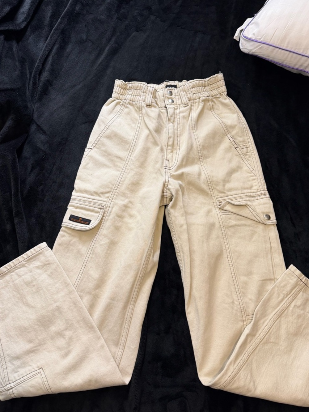 Vintage BDG High-Rise Beige relaxed skate Jean with elastic Waist size 25